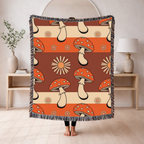 Stripe Shroom Throw — 1970s Retro Stripe Woven Blanket