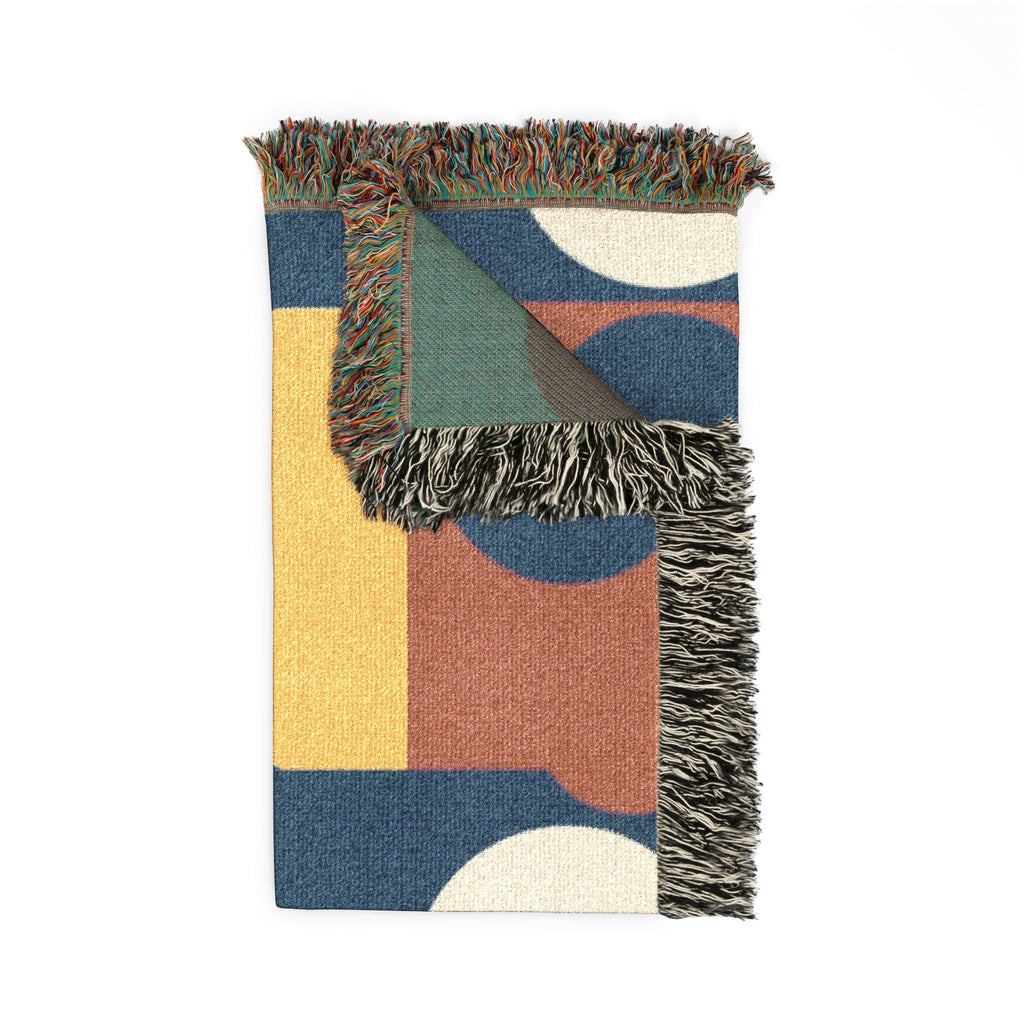 🔵 Mondrian Throw — 1960s Bauhaus Geometric Woven Blanket