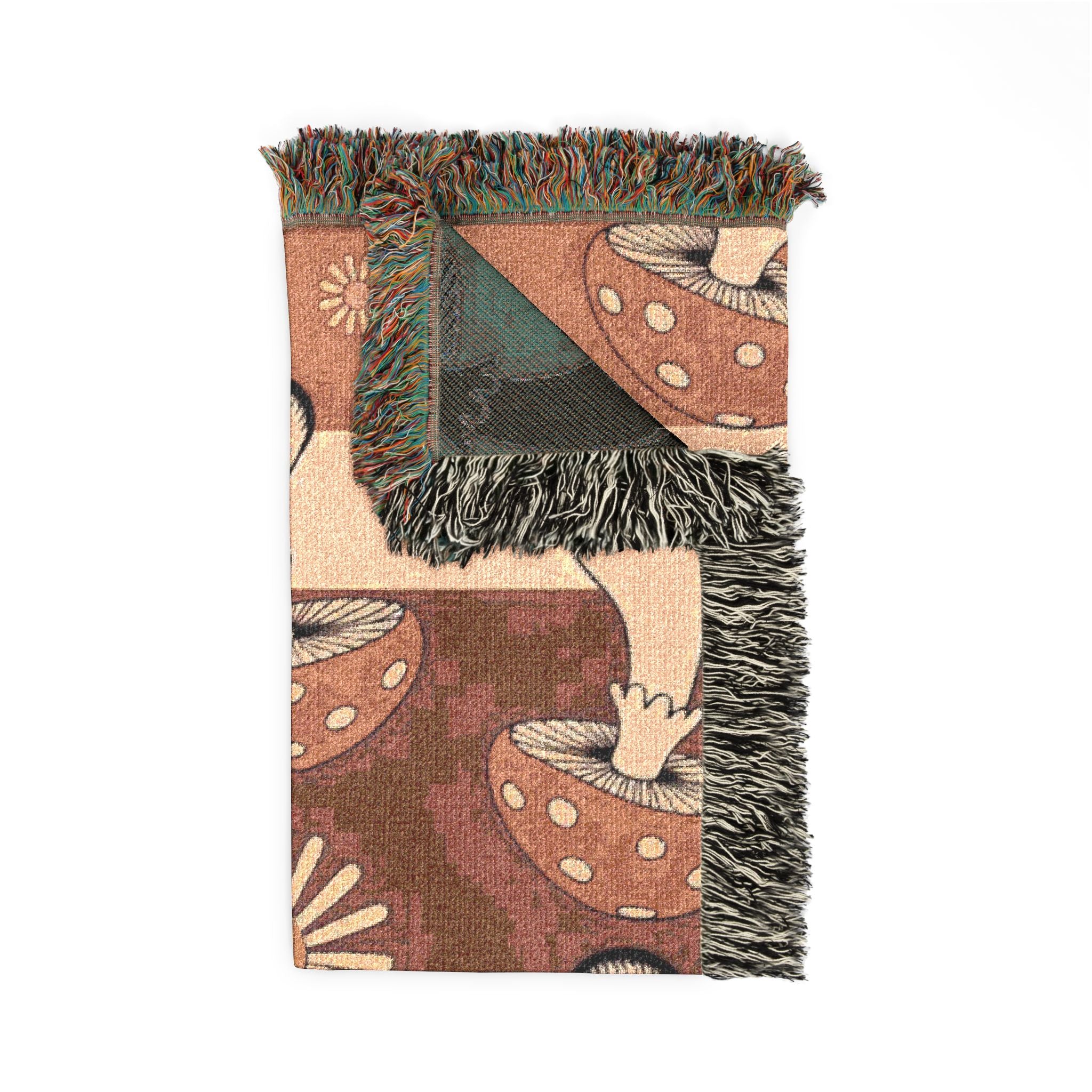 Stripe Shroom Throw — 1970s Retro Stripe Woven Blanket