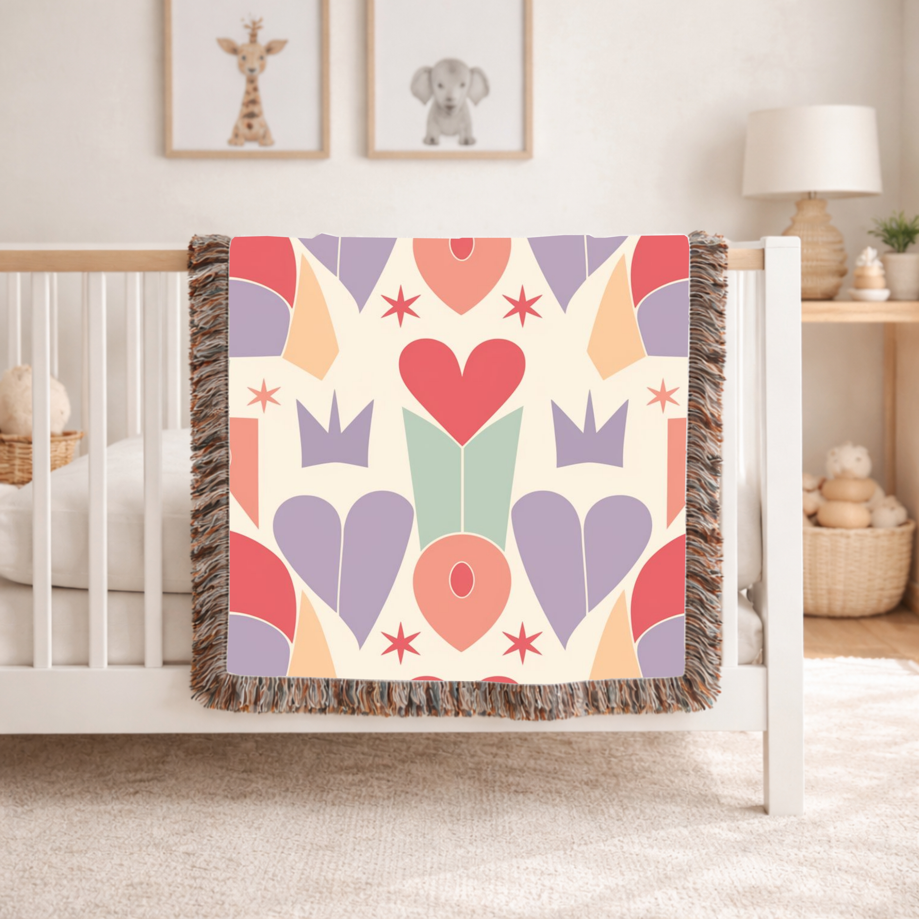 Heart Crown Throw — 1980s Pop Royalty Woven Blanket