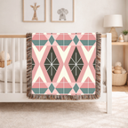 Prism Geo Throw — 1980s Pastel Geometric Woven Blanket