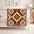 Kilim Star Throw — 1970s Aztec Geometric Woven Blanket