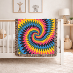 Spectrum Throw — 1990s Rainbow Spiral Woven Blanket