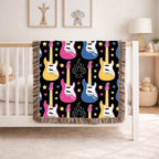 Rock Flame Throw — 1980s Guitar Fire Woven Blanket