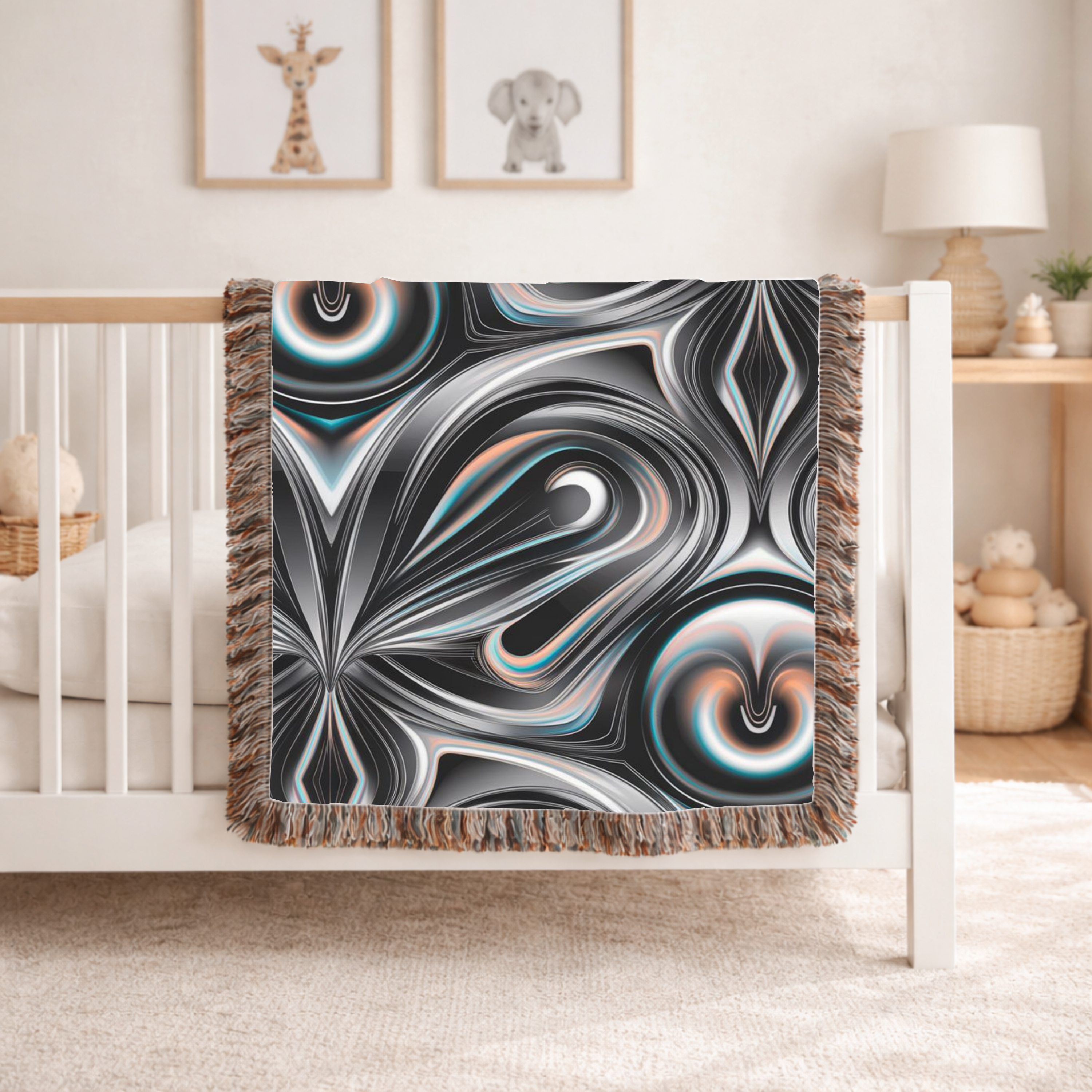 Mercury Throw — 2000s Y2K Chrome & Iridescent Woven Blanket