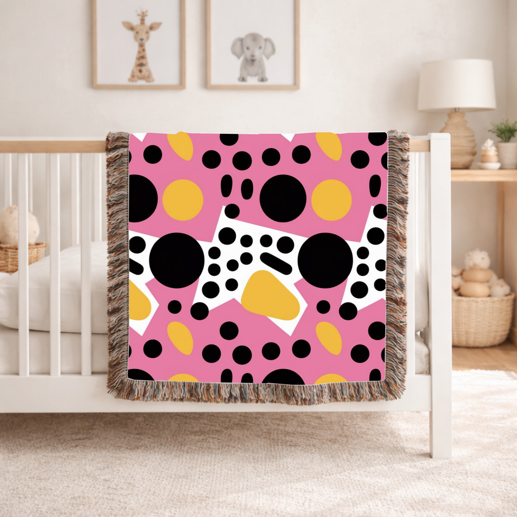 Dot Pop Throw — 1980s Bold Circle Woven Blanket