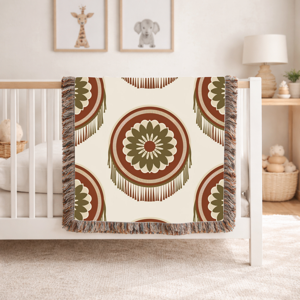 Dreamcatcher Throw — 1970s Bohemian Circle Woven Blanket