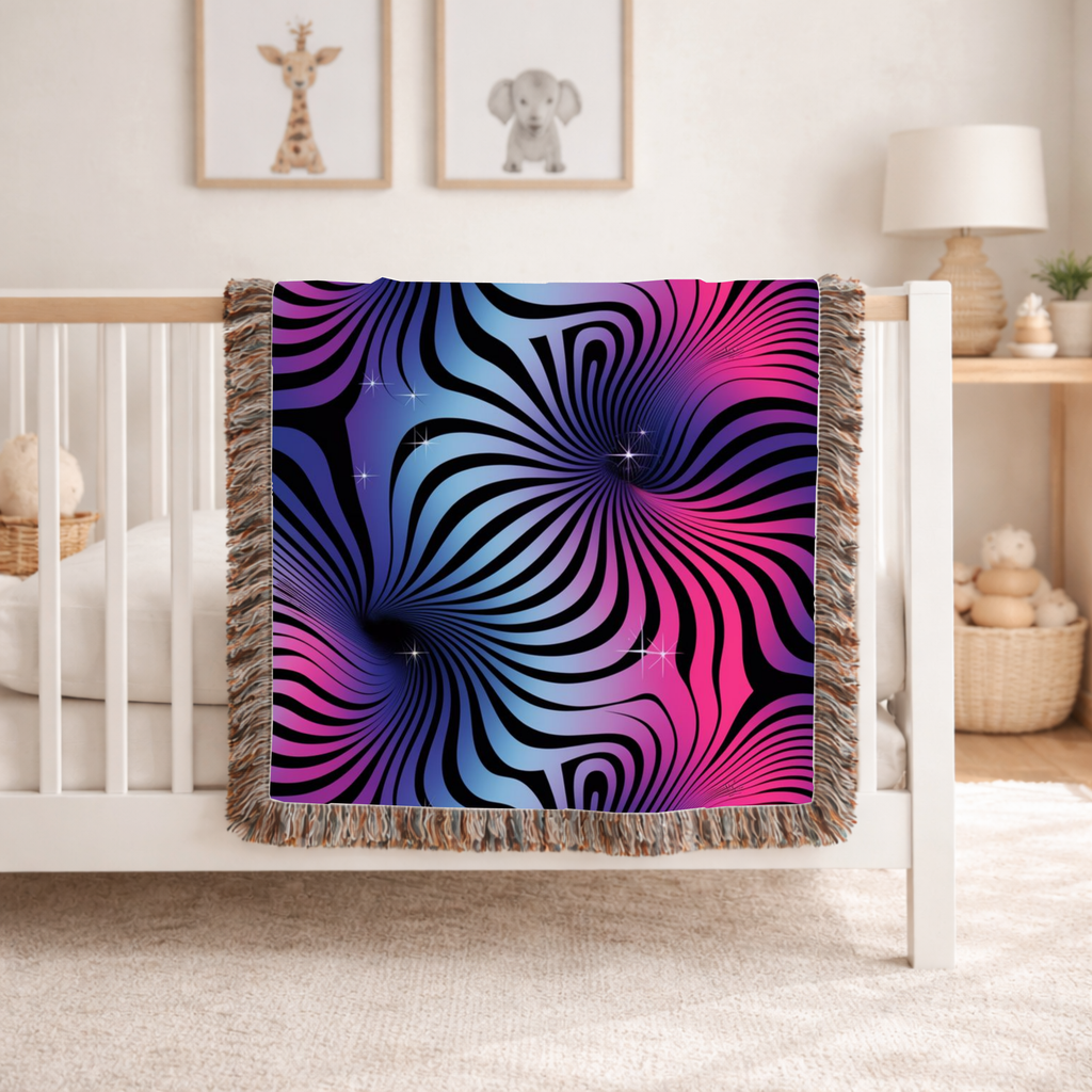 Supernova Throw — 2000s Y2K Stripe Sunburst Woven Blanket