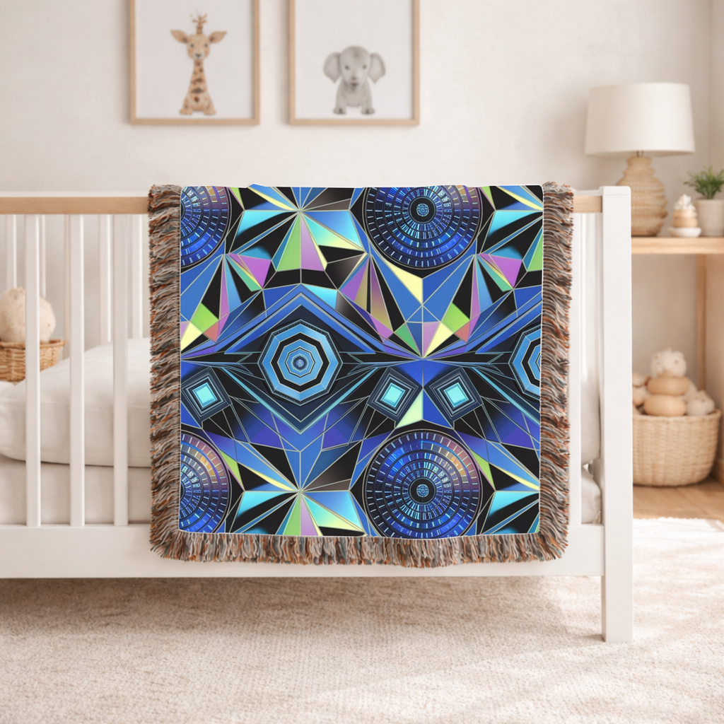 Crystal Throw — 2000s Y2K Kaleidoscope Gem Woven Blanket