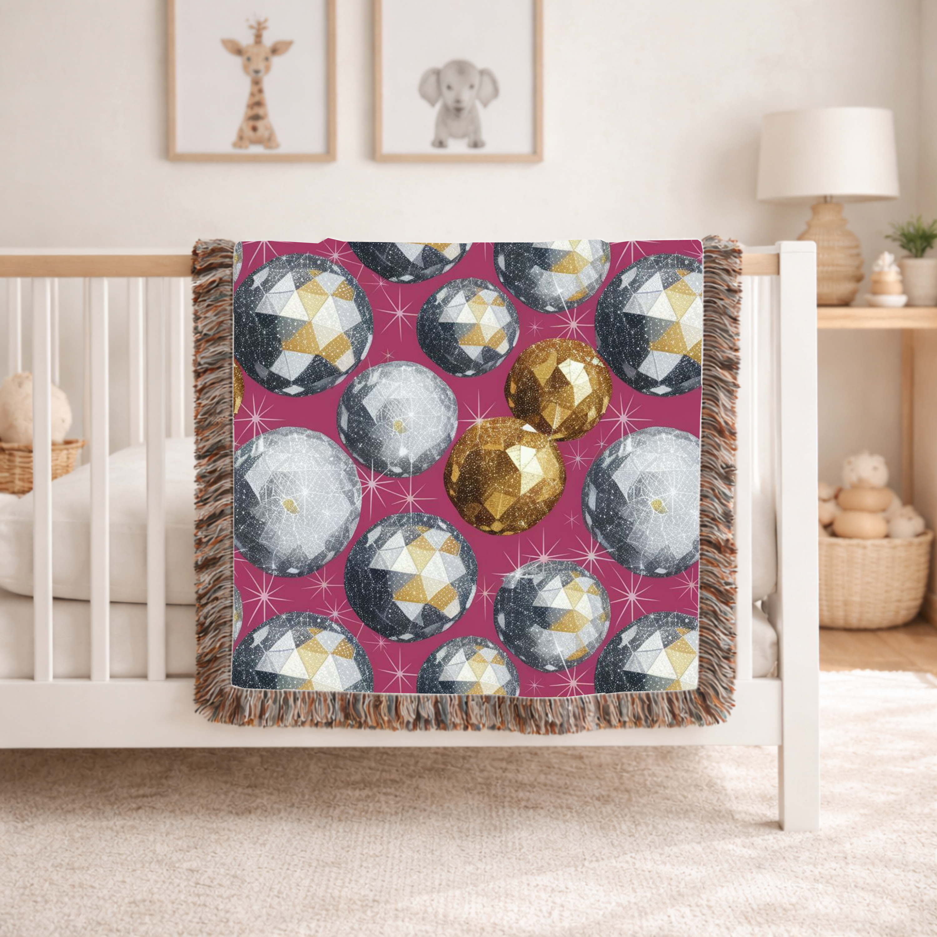 Disco Ball Throw — 1980s Studio Glamour Woven Blanket