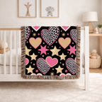Girl Power Throw — 1990s Leopard Heart & Star Woven Blanket