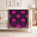 Neon Palm Throw — 1980s Tropical Night Woven Blanket