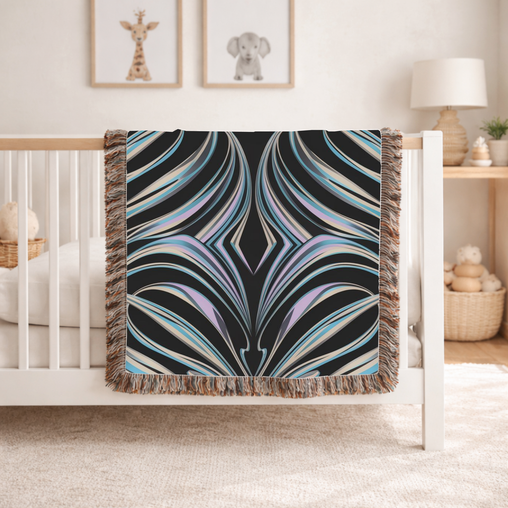 Aurora Throw — 2000s Y2K Iridescent Ribbon Woven Blanket