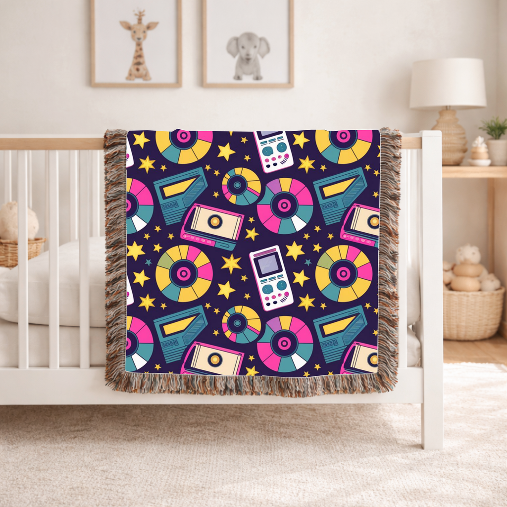Press Play Throw — 1990s CD Player Woven Blanket