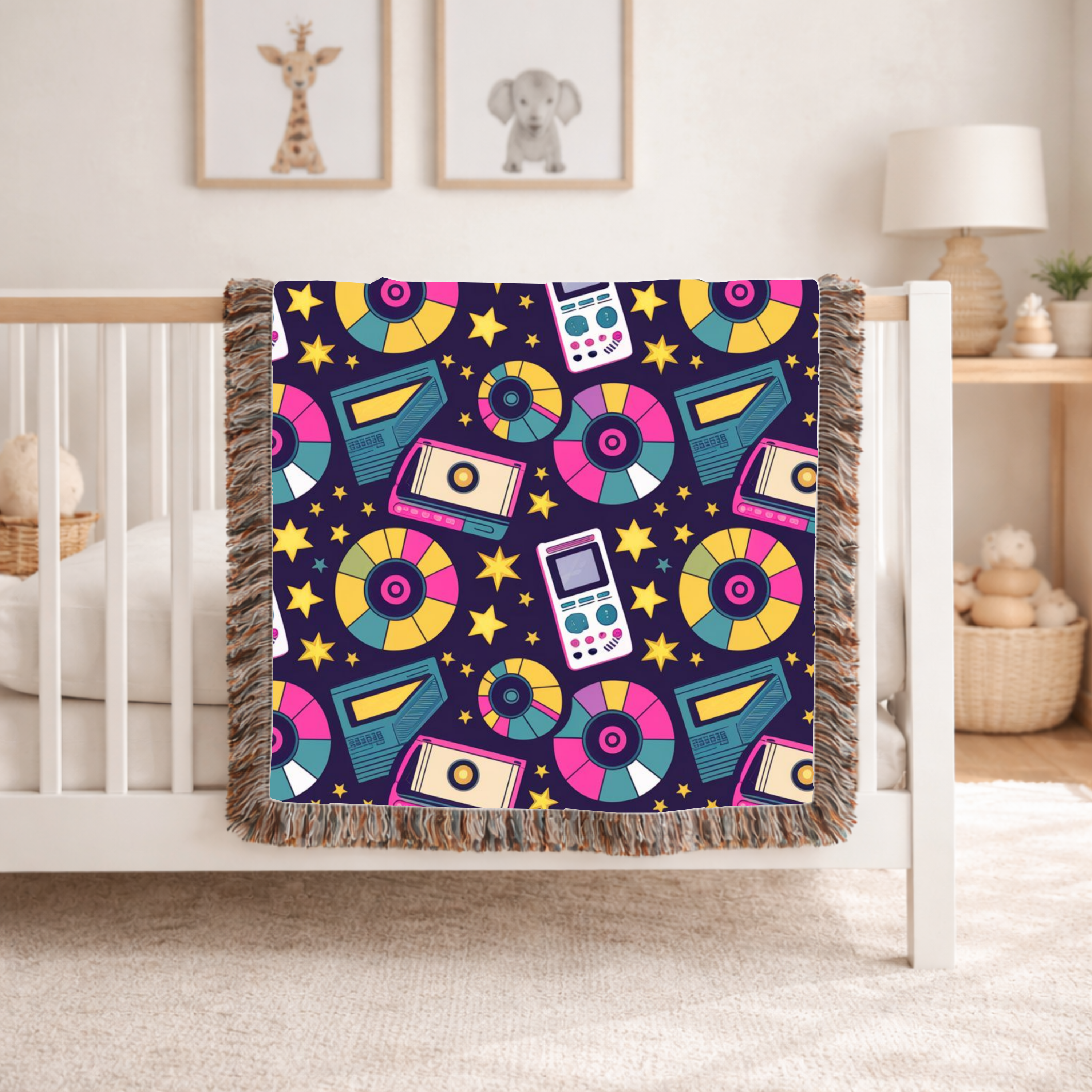 Press Play Throw — 1990s CD Player Woven Blanket