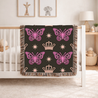 Crown & Wings Throw — 2000s Y2K Butterfly Crown Woven Blanket