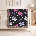 Mixtape Throw — 1980s Boombox & Cassette Woven Blanket
