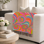 🌈 Kaleidoscope Throw — 1960s Psychedelic Woven Blanket
