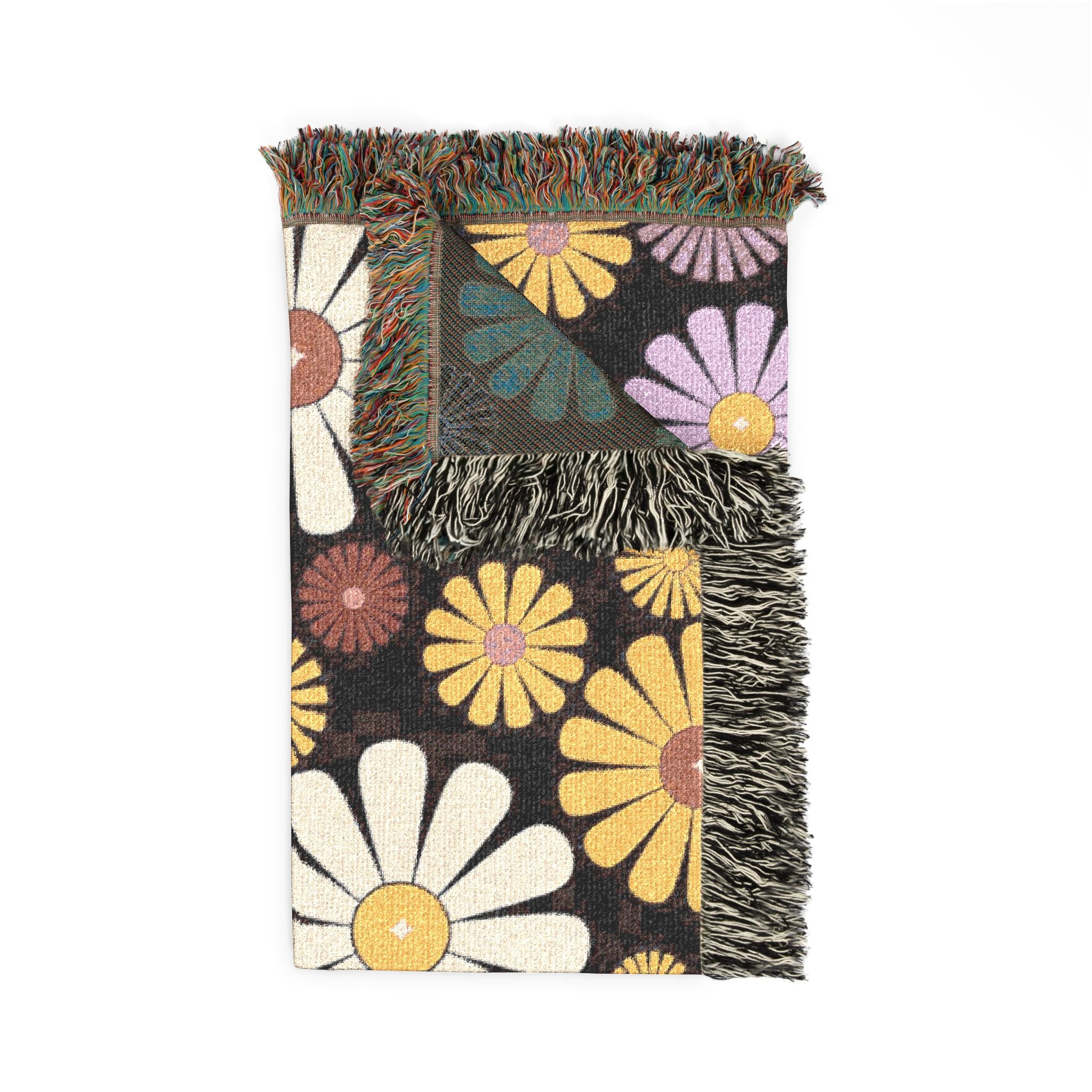 🌸 Flower Power Throw — 1960s Daisy Woven Blanket