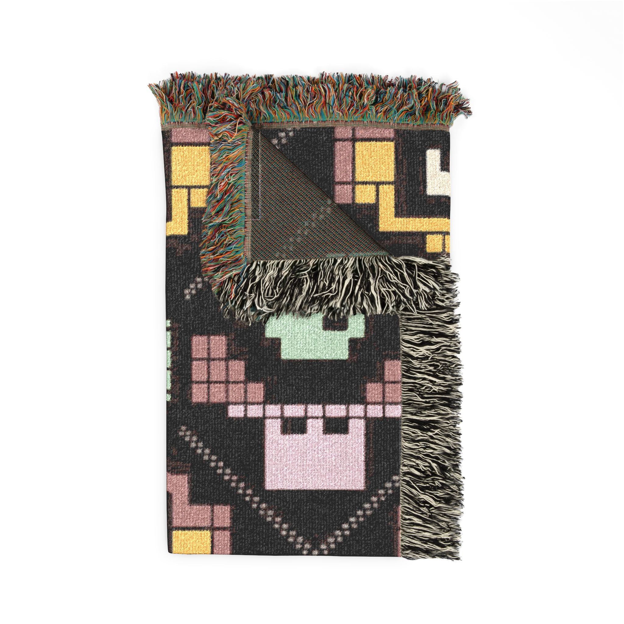 Pixel Robot Throw — 1980s Arcade Game Woven Blanket