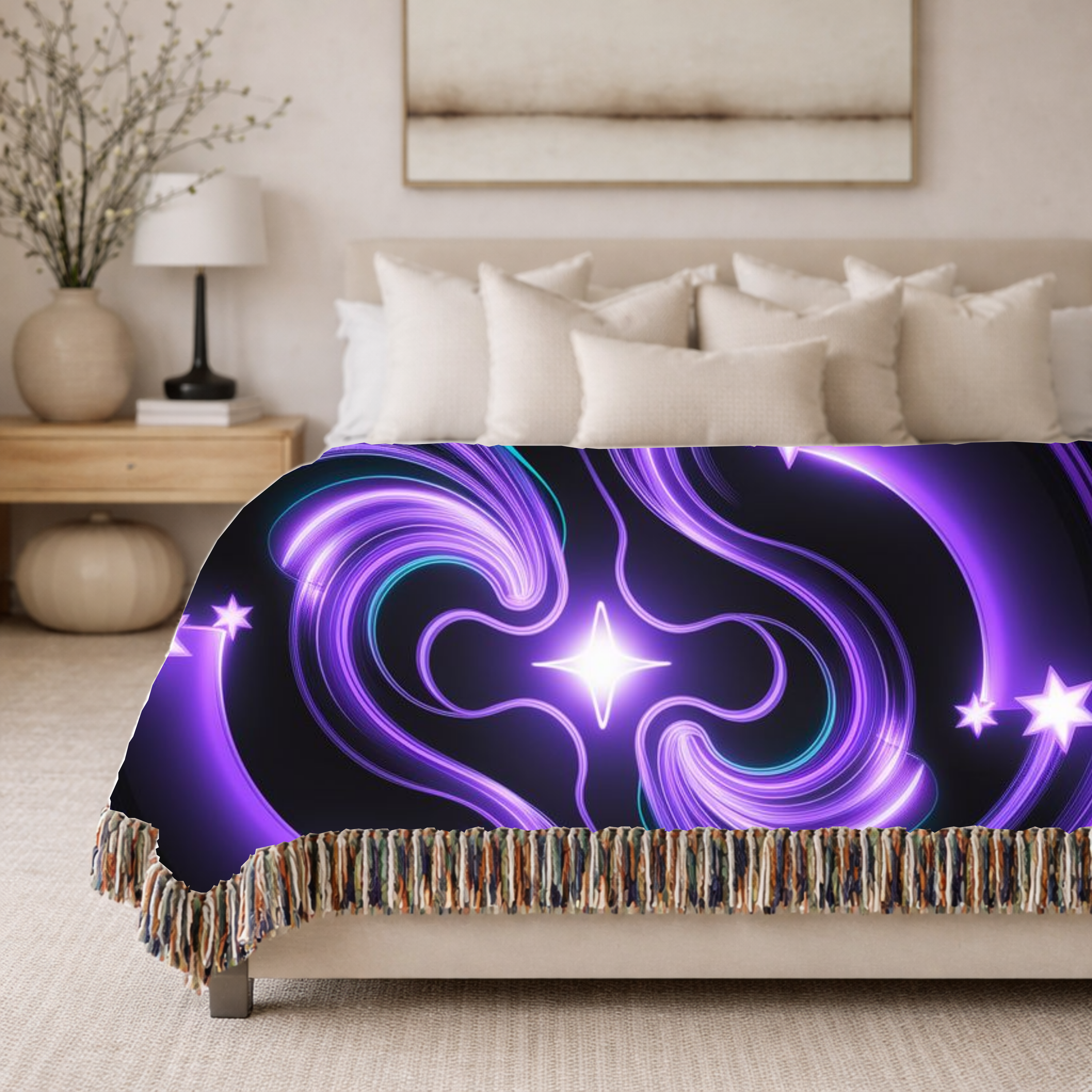 Nebula Throw — 2000s Y2K Neon Swirl Woven Blanket