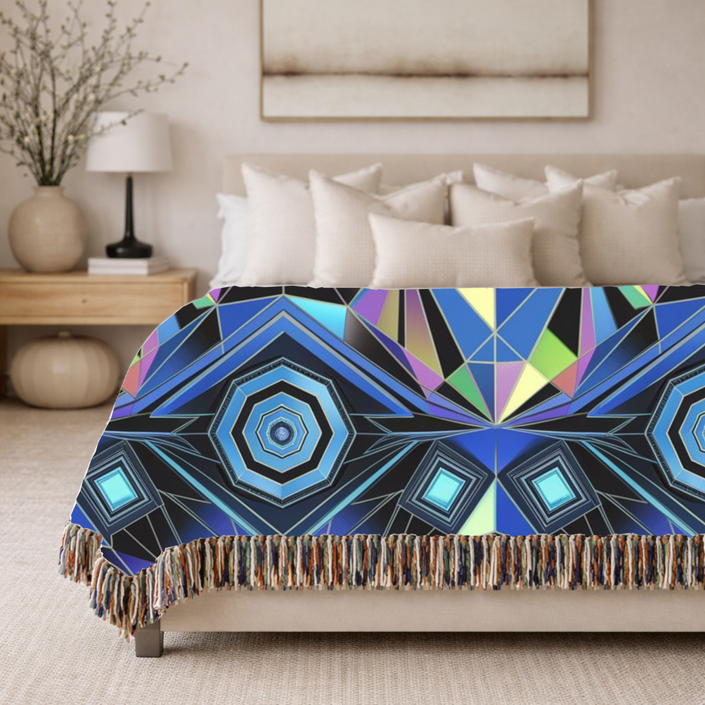 Crystal Throw — 2000s Y2K Kaleidoscope Gem Woven Blanket