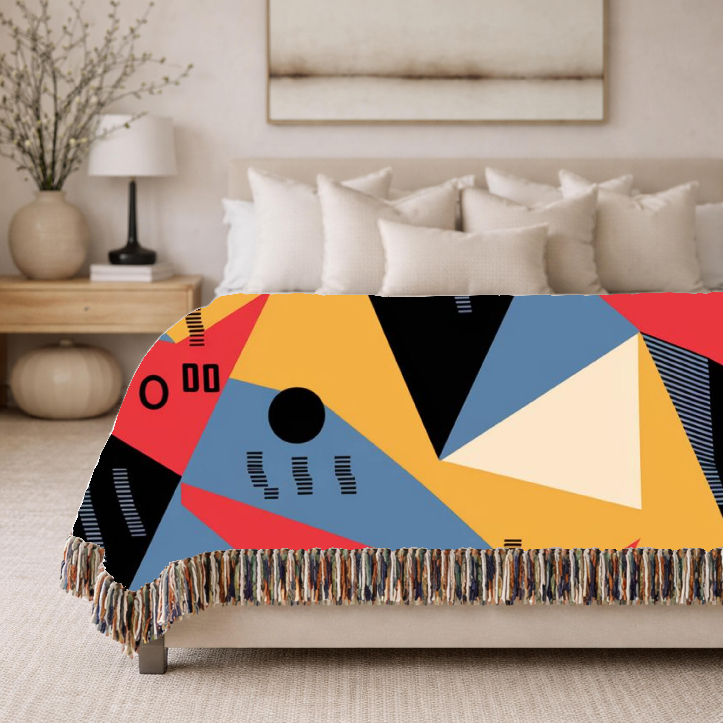 Memphis Sunshine Throw — 1980s Bold Geometric Woven Blanket