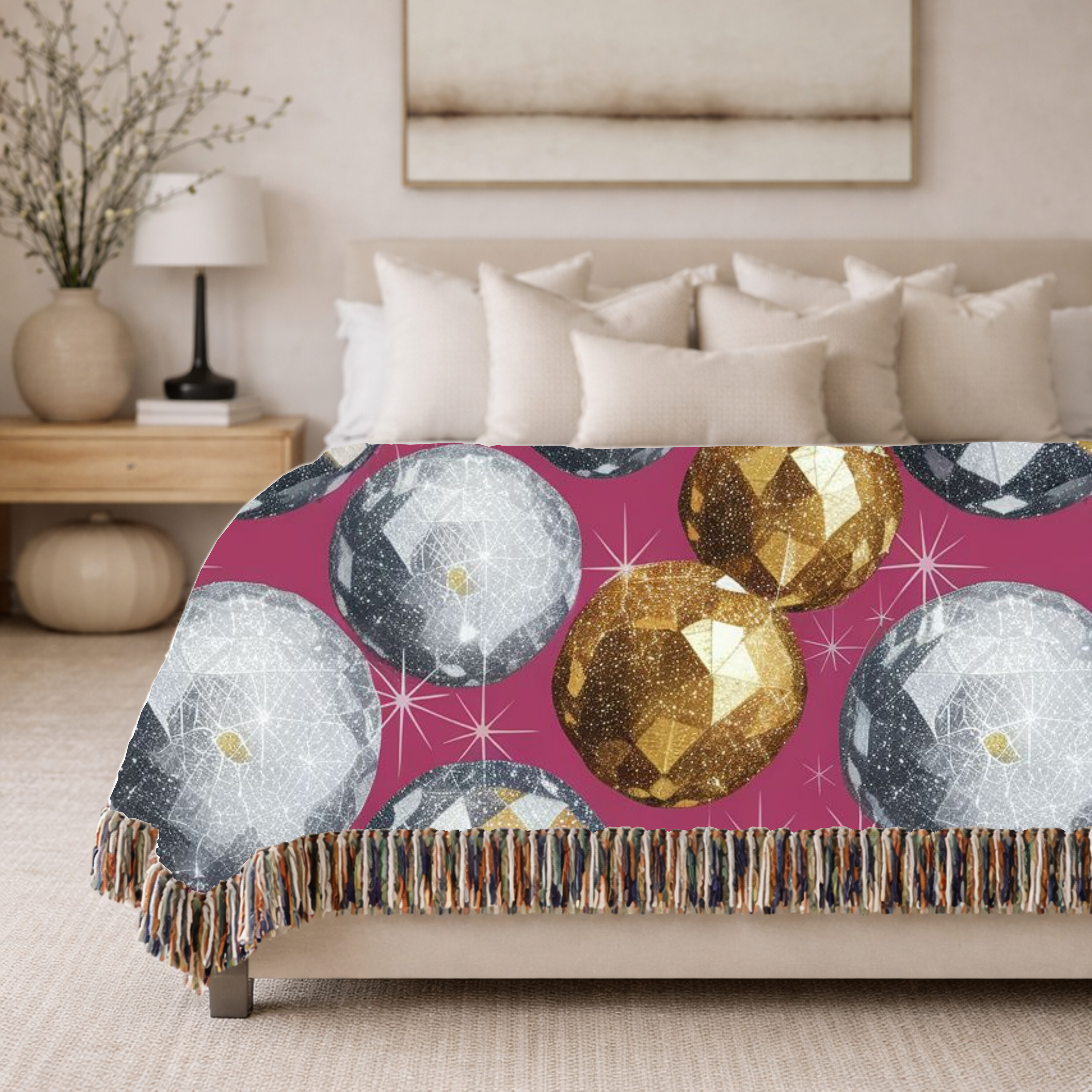 Disco Ball Throw — 1980s Studio Glamour Woven Blanket