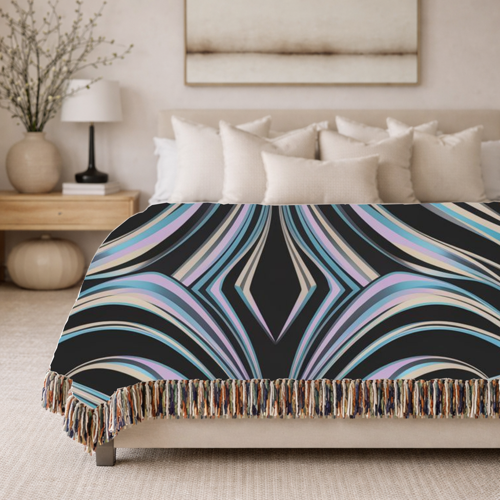 Aurora Throw — 2000s Y2K Iridescent Ribbon Woven Blanket