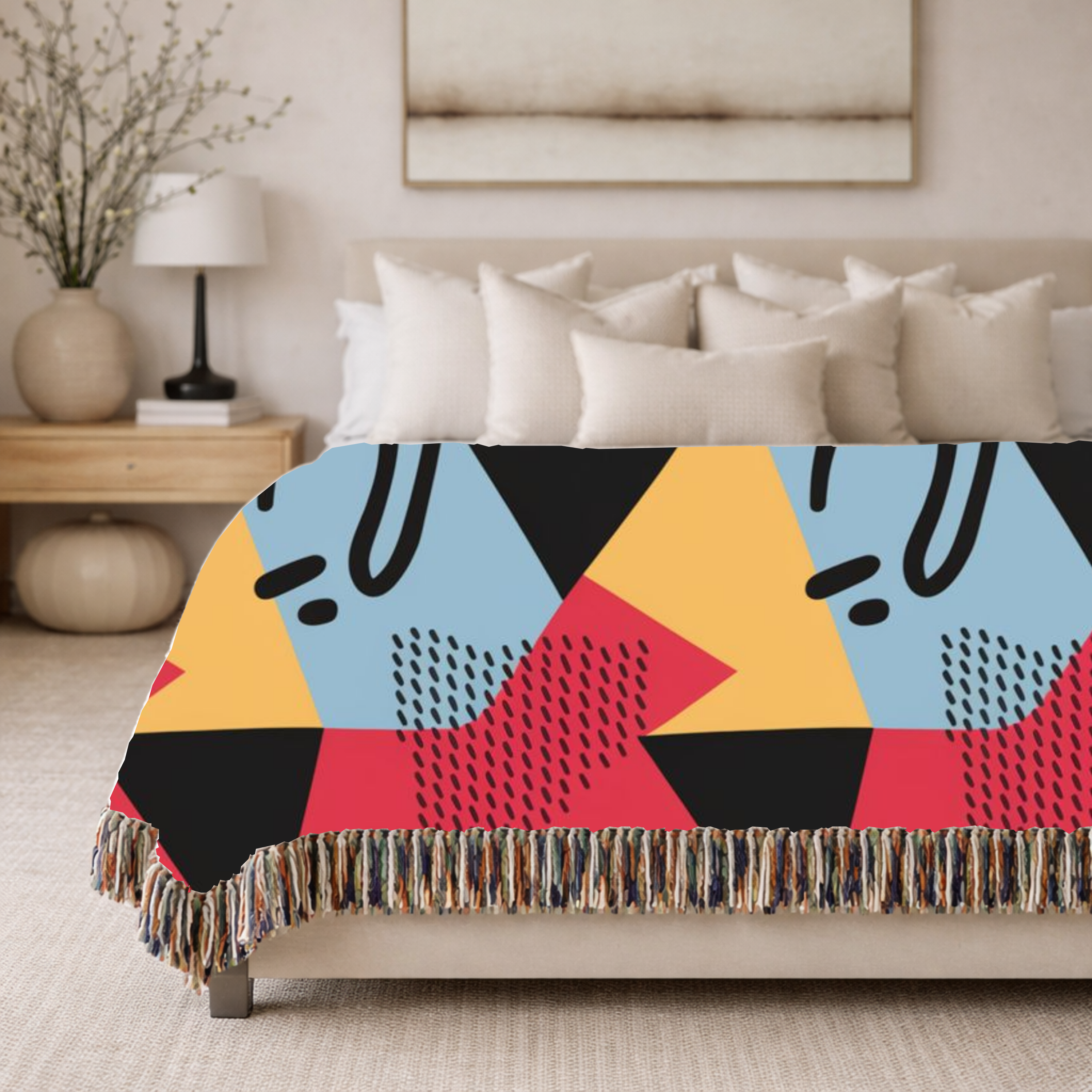 Memphis Night Throw — 1980s Geometric Art Woven Blanket