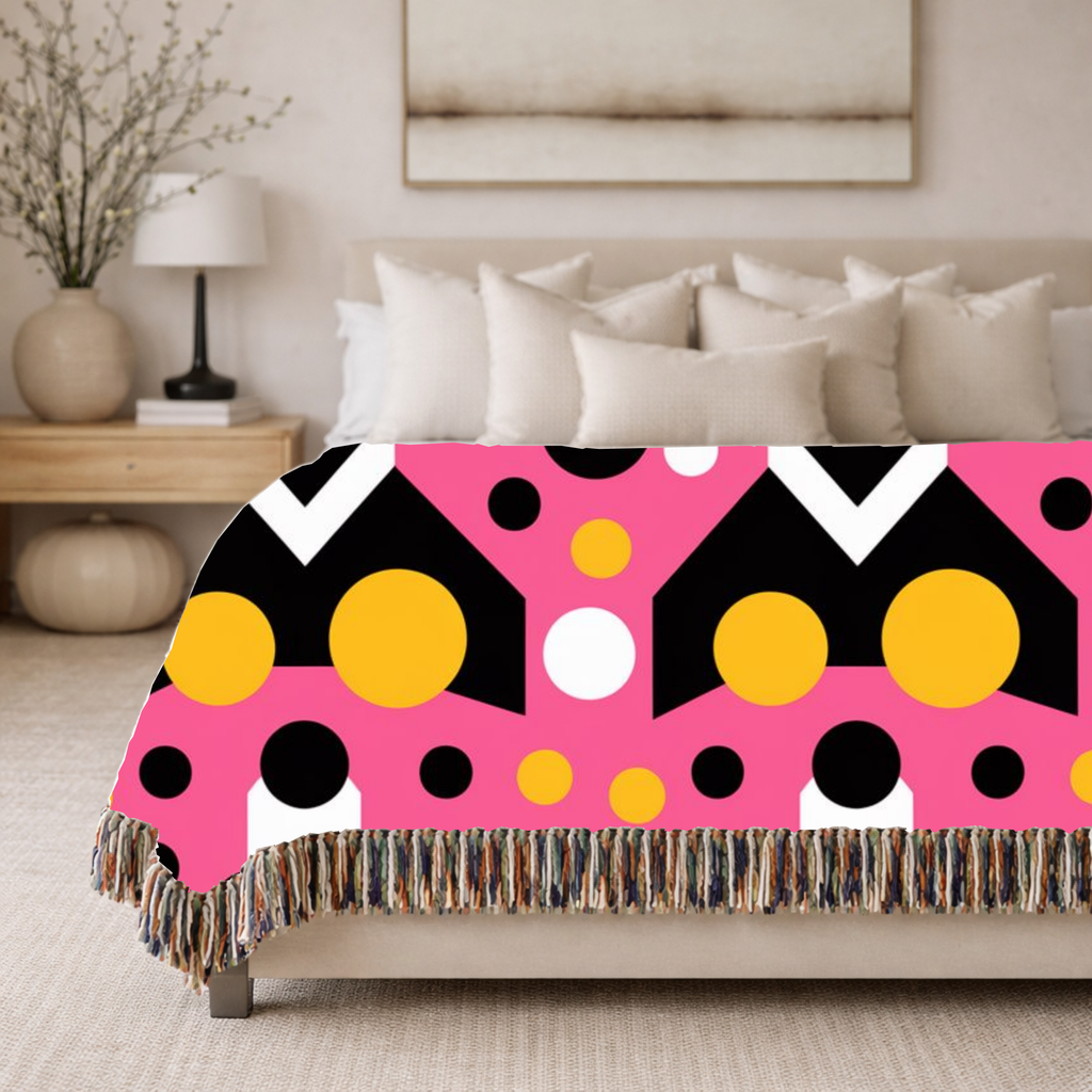 Chevron Pop Throw — 1980s Bold Graphic Woven Blanket