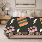 Walkman Throw — 1980s Headphones & Cassette Woven Blanket