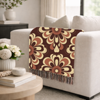 Baroque Bloom Throw — 1970s Medallion Woven Blanket