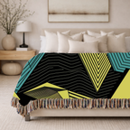 Electric Triangle Throw — 1980s Bold Stripe Geometric Woven Blanket