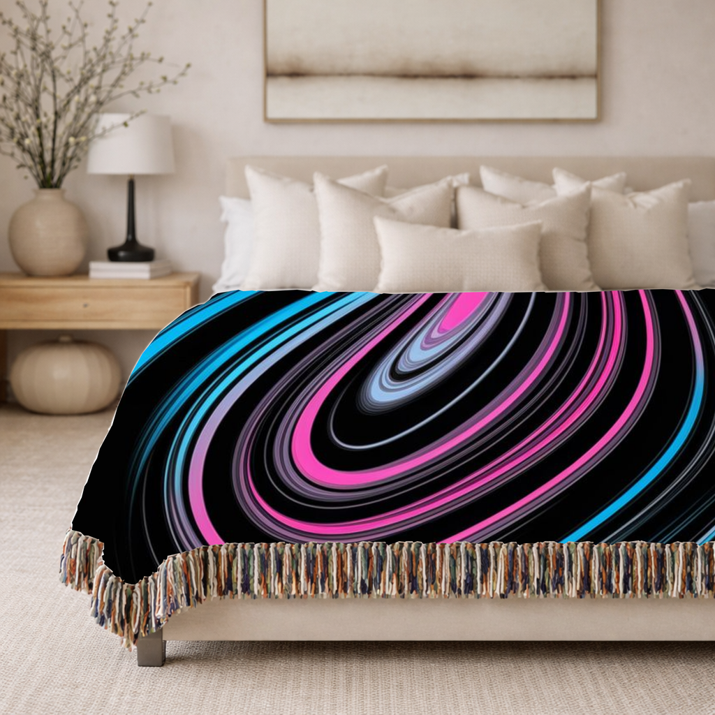 Neon Vortex Throw — 2000s Y2K Neon Flow Woven Blanket