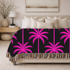 Neon Palm Throw — 1980s Tropical Night Woven Blanket