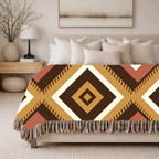 Kilim Star Throw — 1970s Aztec Geometric Woven Blanket