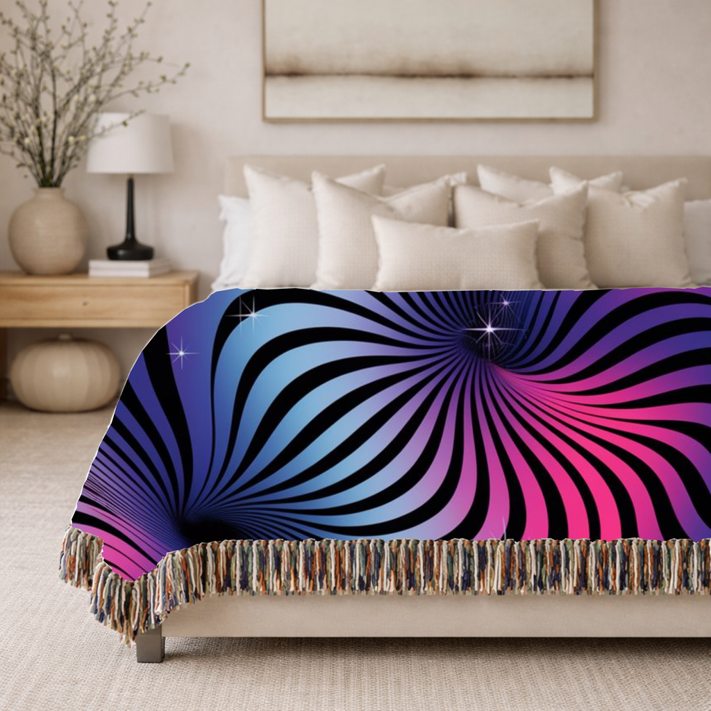 Supernova Throw — 2000s Y2K Stripe Sunburst Woven Blanket