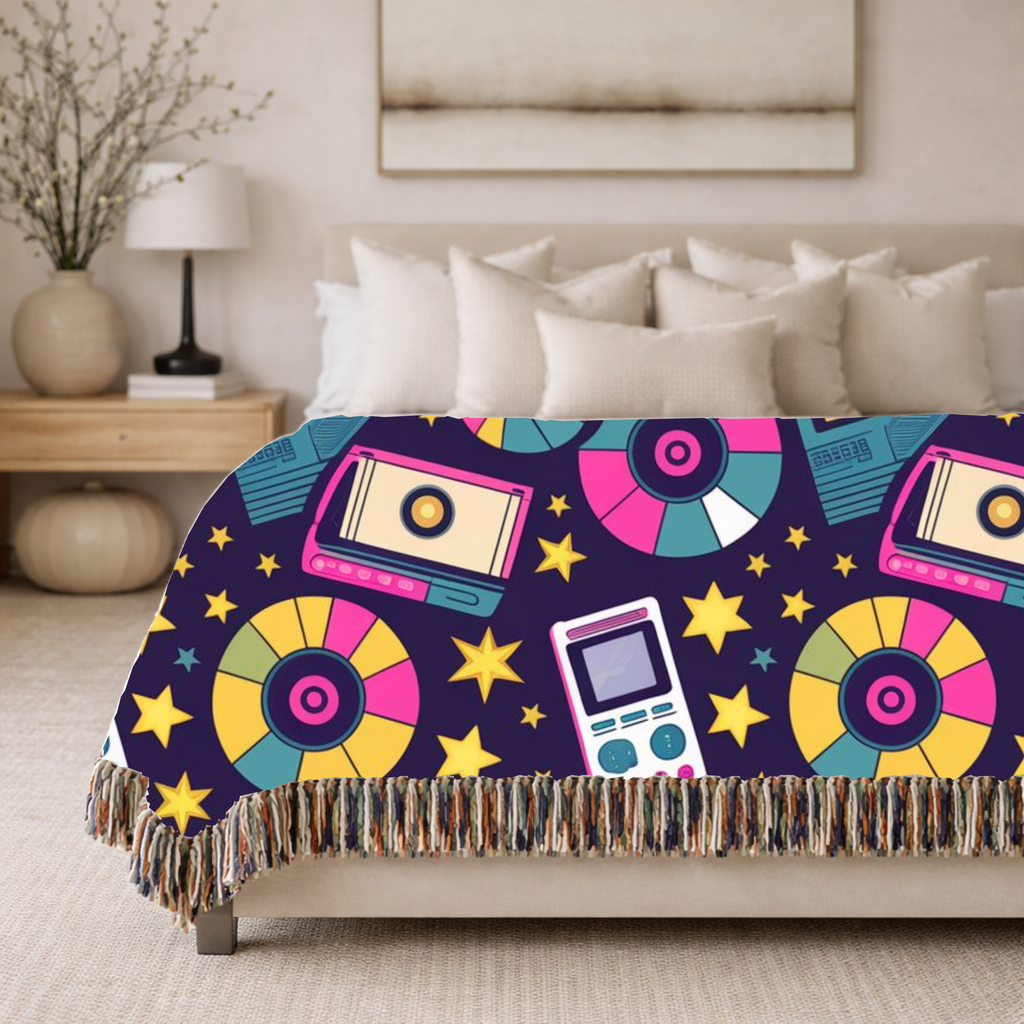Press Play Throw — 1990s CD Player Woven Blanket
