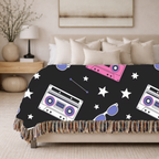 Mixtape Throw — 1980s Boombox & Cassette Woven Blanket