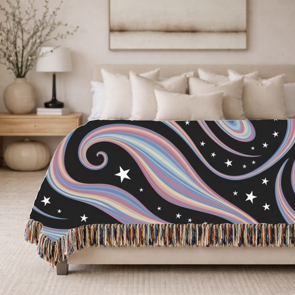 Cosmos Throw — 2000s Y2K Pastel Galaxy Woven Blanket
