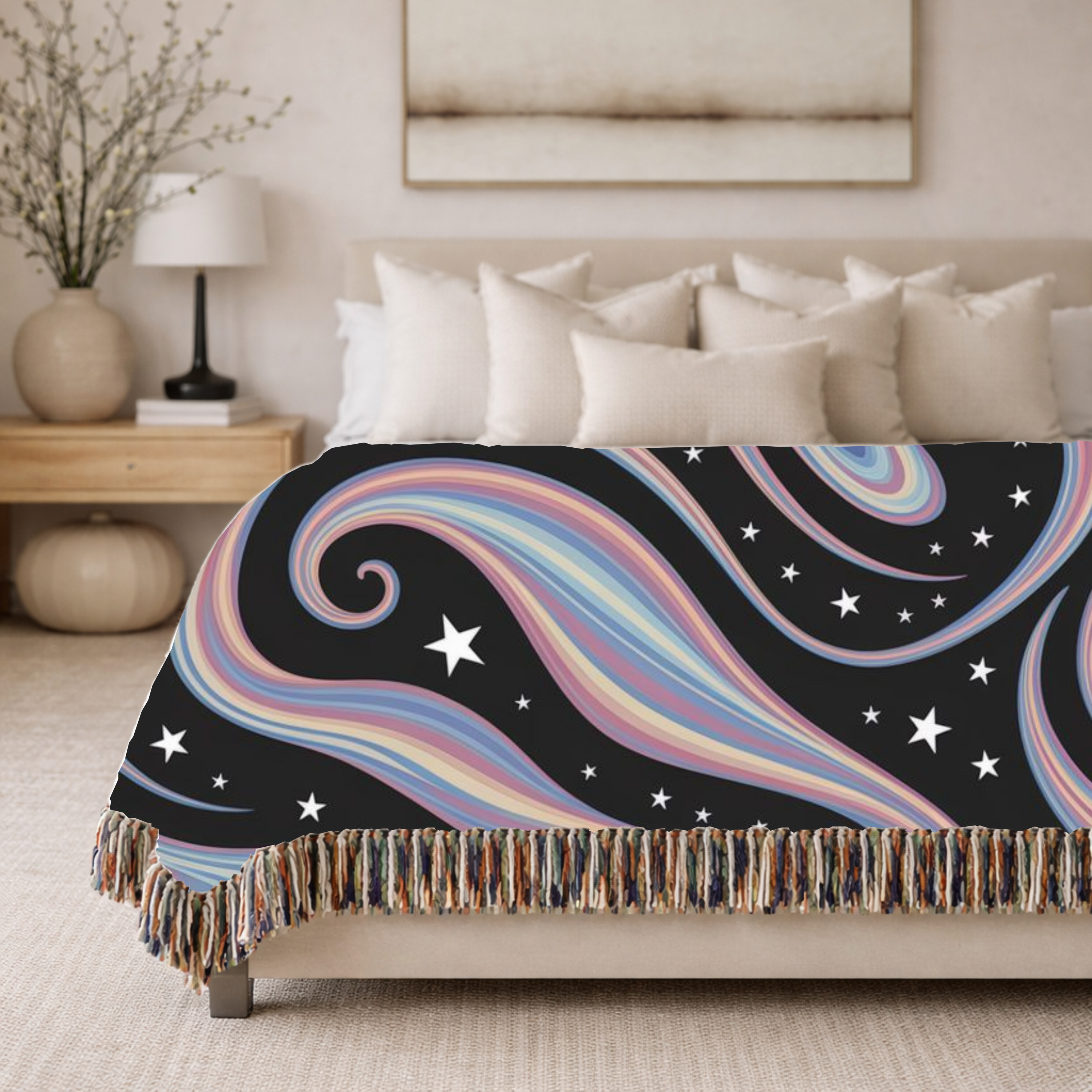 Cosmos Throw — 2000s Y2K Pastel Galaxy Woven Blanket