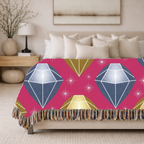 Diamond Glam Throw — 1980s Jewel Sparkle Woven Blanket