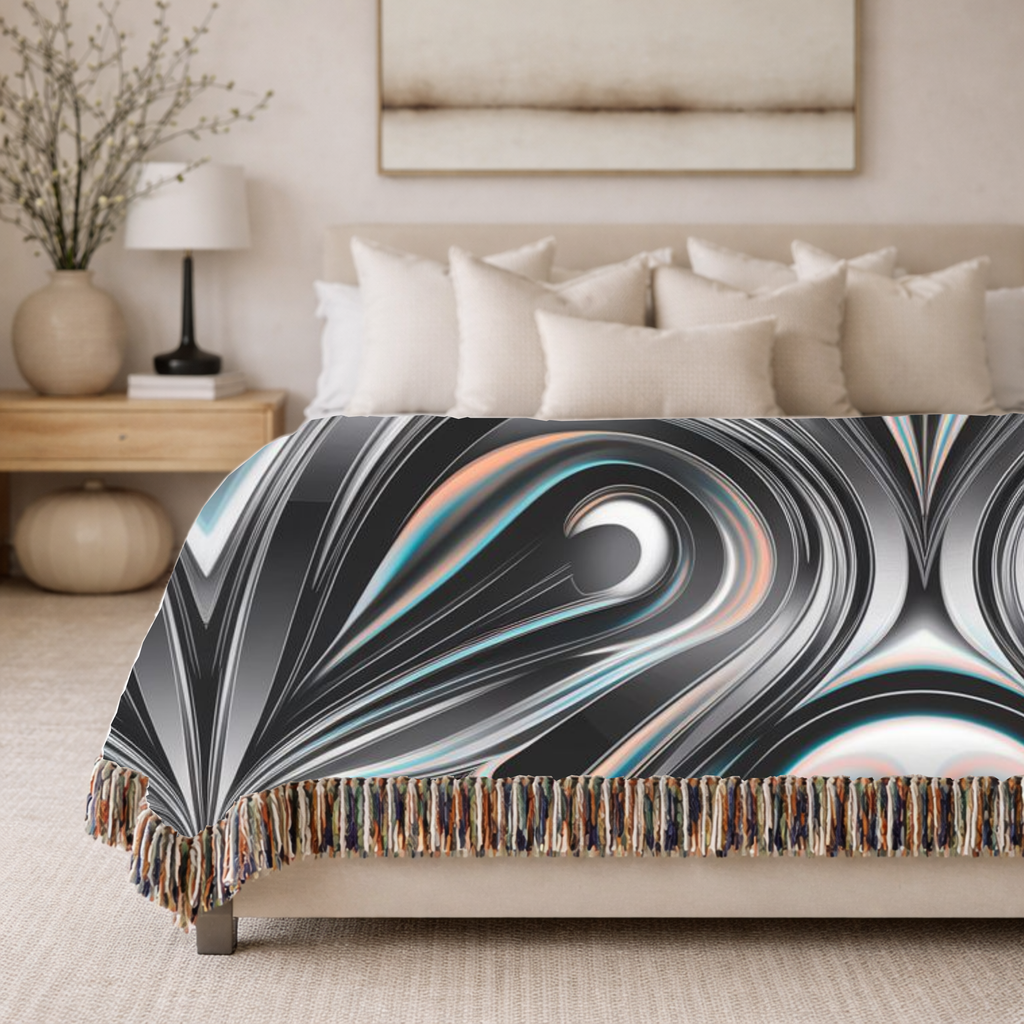 Mercury Throw — 2000s Y2K Chrome & Iridescent Woven Blanket