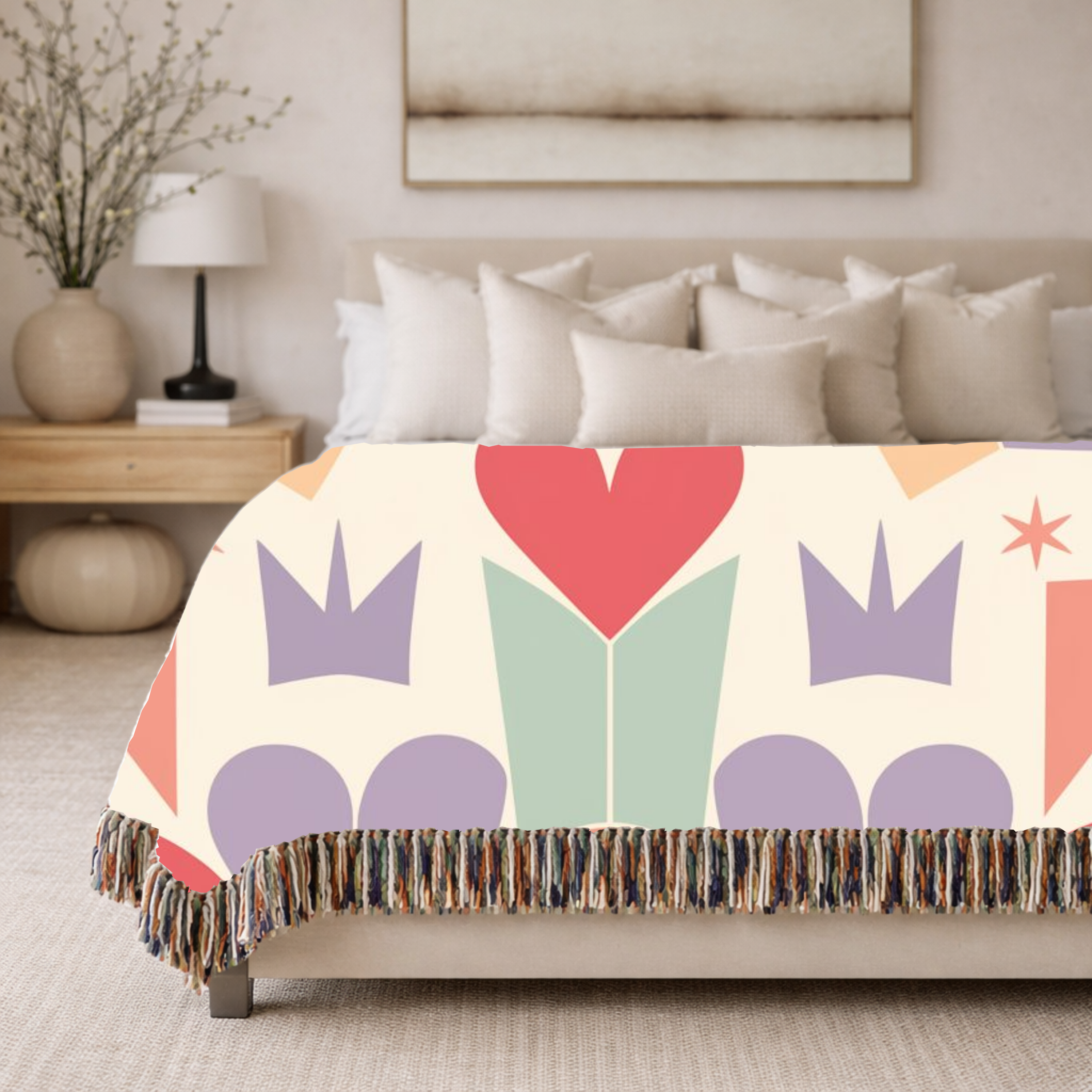 Heart Crown Throw — 1980s Pop Royalty Woven Blanket