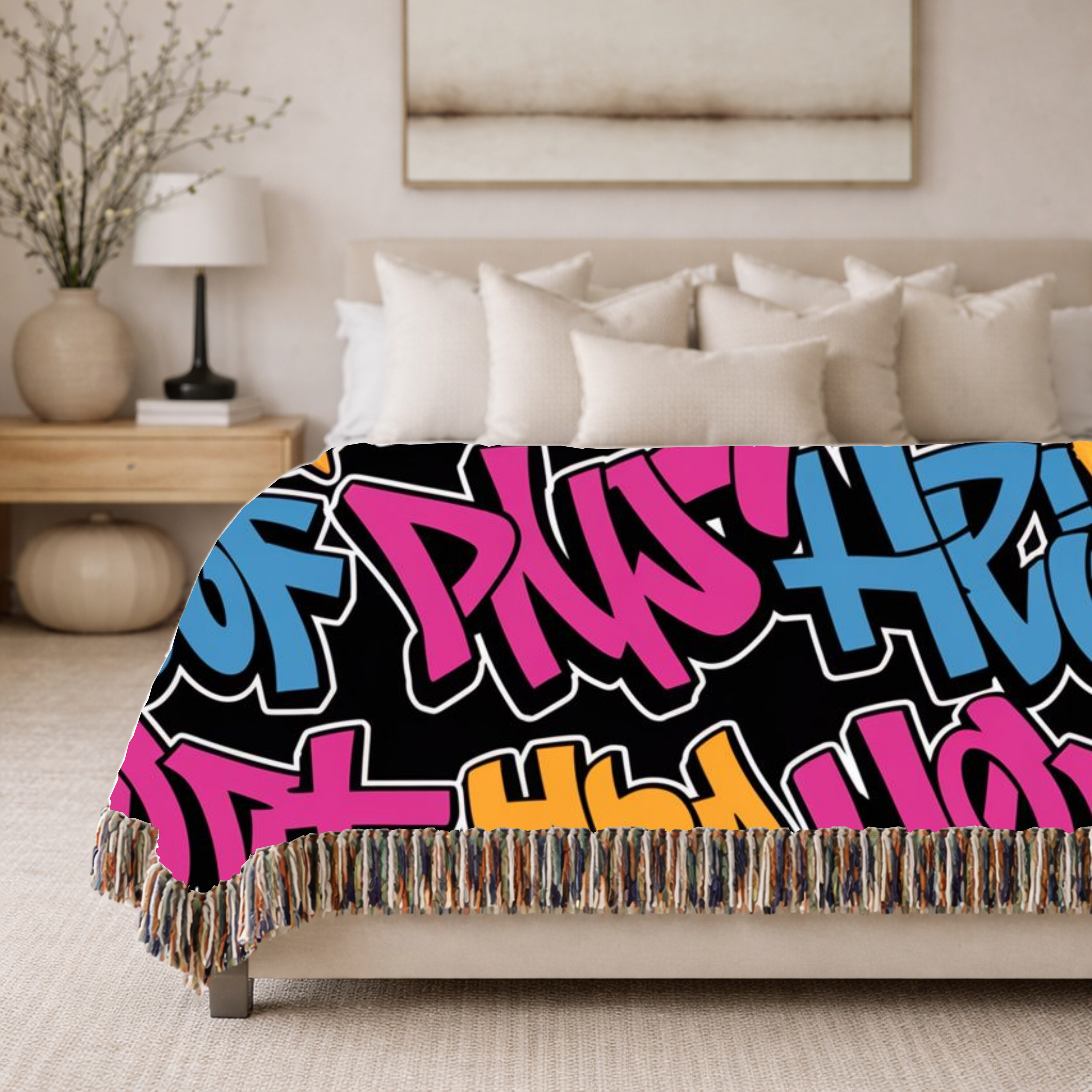 Graffiti Throw — 2000s Hip Hop Street Art Woven Blanket