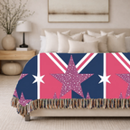Cool Britannia Throw — 1990s Union Jack & Star Woven Blanket