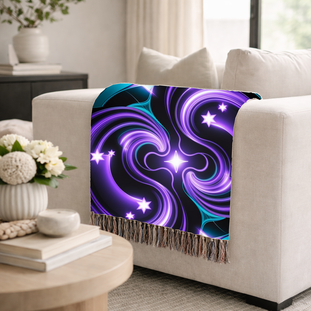 Nebula Throw — 2000s Y2K Neon Swirl Woven Blanket