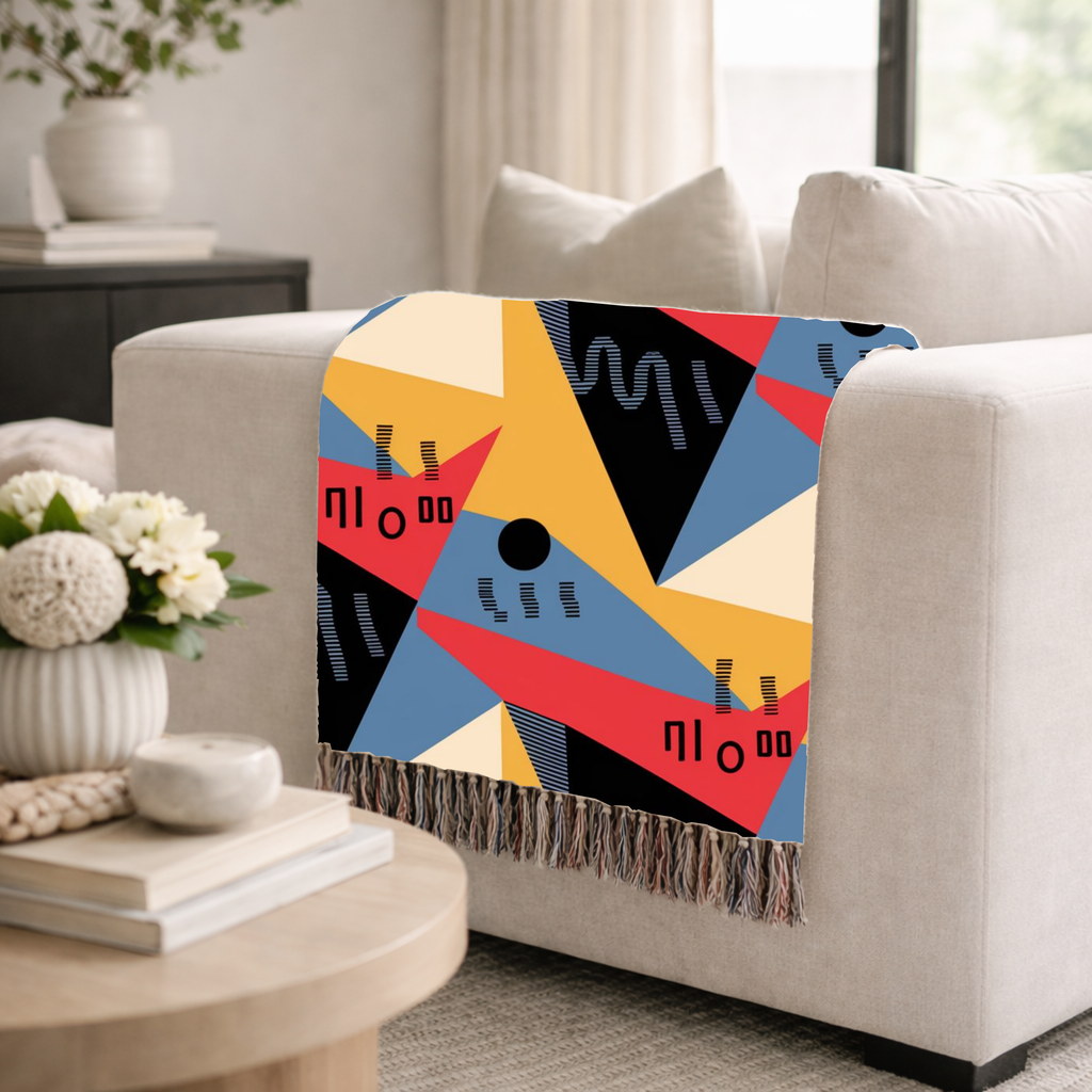 Memphis Sunshine Throw — 1980s Bold Geometric Woven Blanket