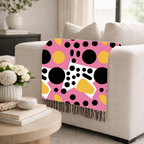 Dot Pop Throw — 1980s Bold Circle Woven Blanket